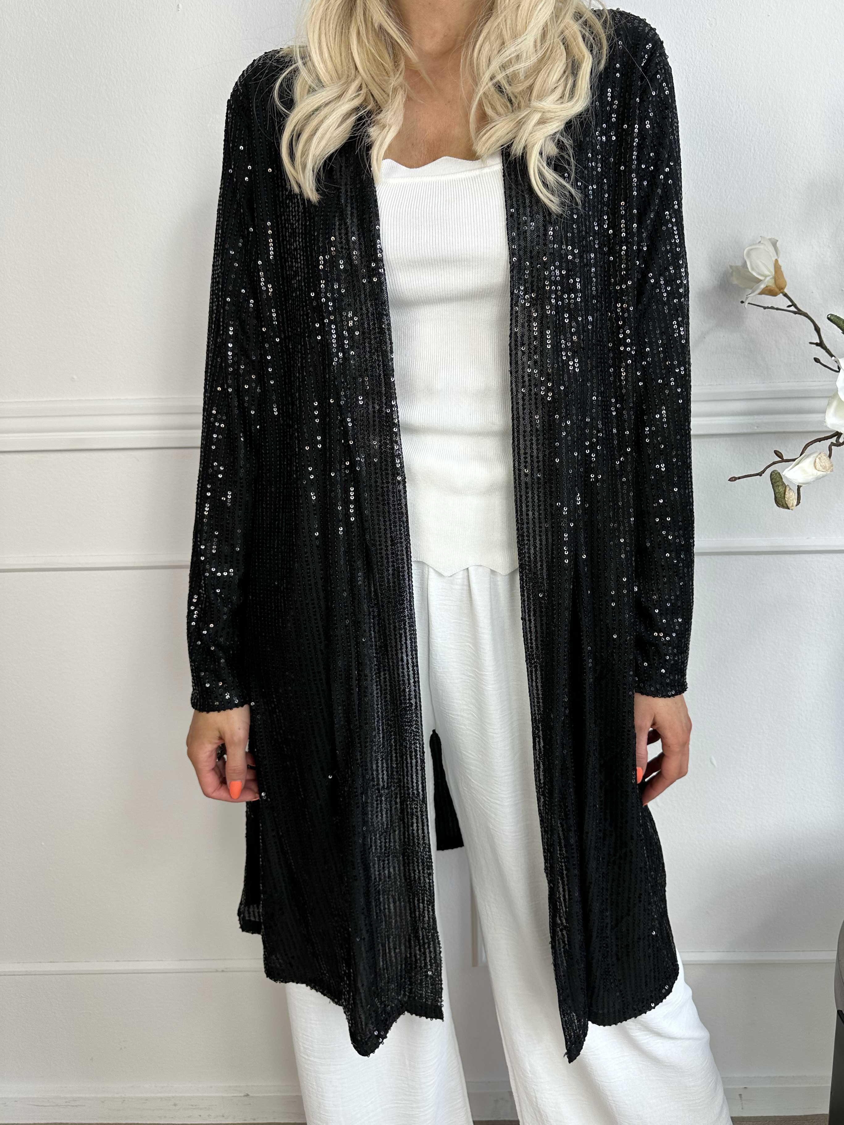 Rosa Glitter - Cardigan med pailletter